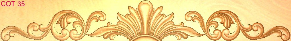 COT DESIGNS - COT-35 Classical Ornamental Pediment Scrollwork 3D Relief Model